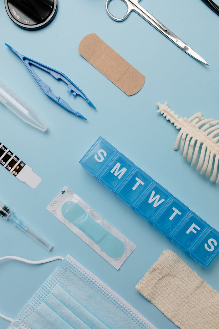 Blue and White Plastic Container